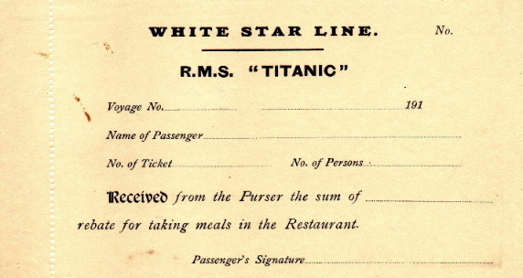 Titanic Purser's Receipt
